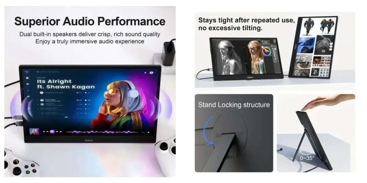 GEESUU M156L1F 15.6" FHD IPS USB-C Portable Monitor