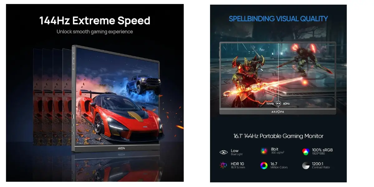 Arzopa Z1FC 16.1-Inch 144Hz FHD IPS Portable Monitor