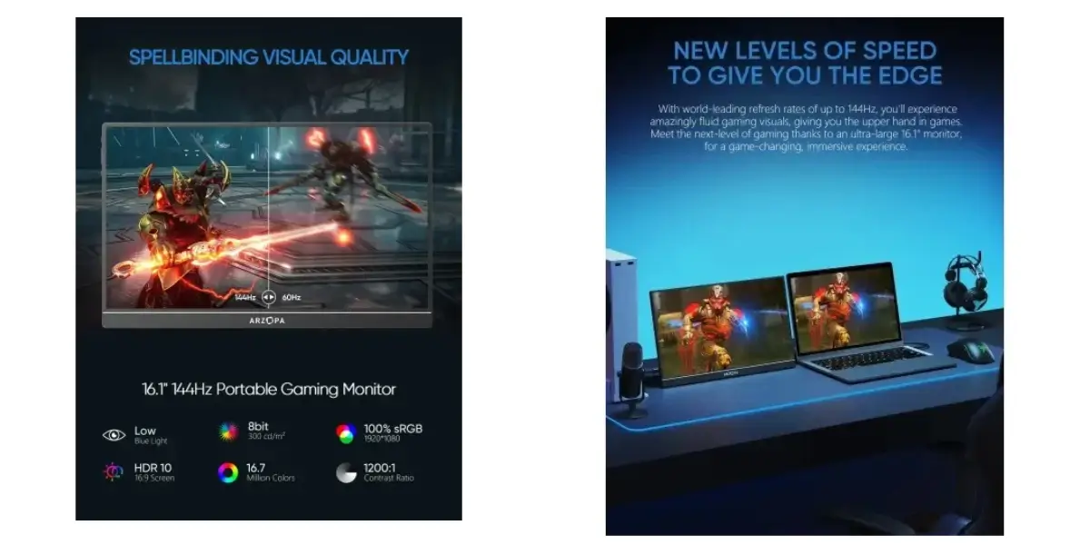 ARZOPA Z1FC 144Hz FHD Ips Display Gaming Visuals