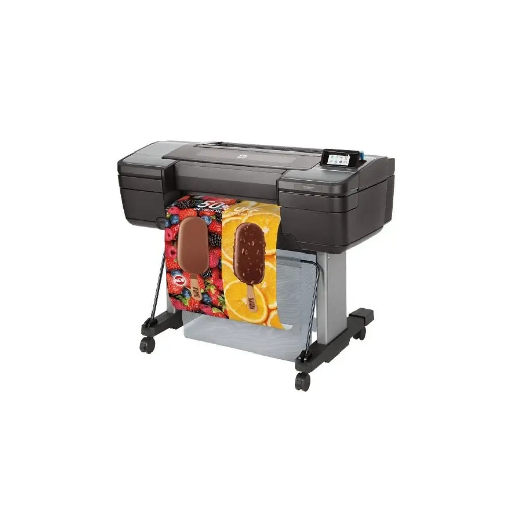 Close-up of HP DesignJet Z6 printheads and six-ink cartridge bay