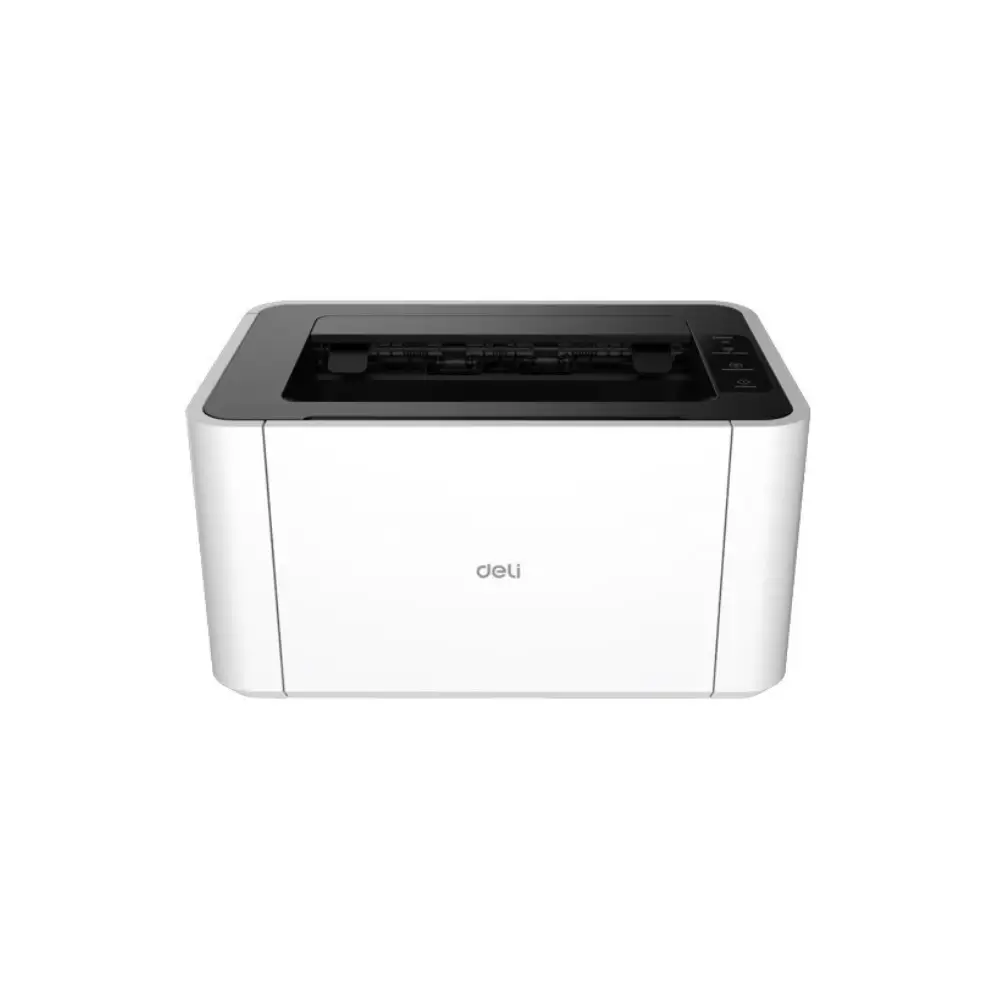 Deli P1820W white A4 monochrome laser printer front view Deli P1820W white A4 monochrome laser printer front view
