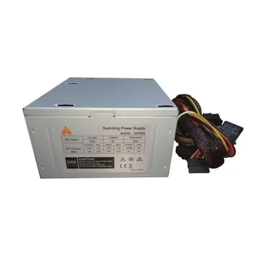 Golden Field GF500 PC power supply 80mm cooling fan close-up Golden Field GF500 PC power supply 80mm cooling fan close-up