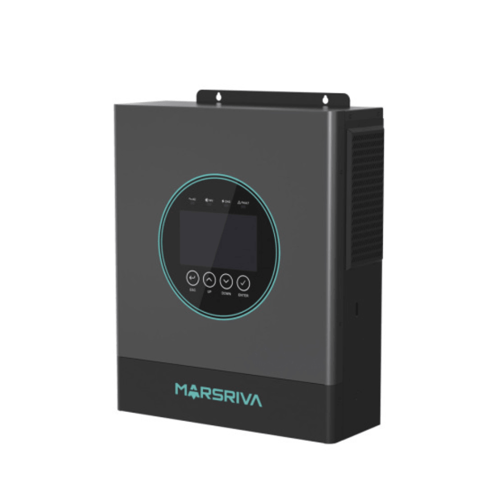 Close-up of MR hybrid inverter terminals and communication ports