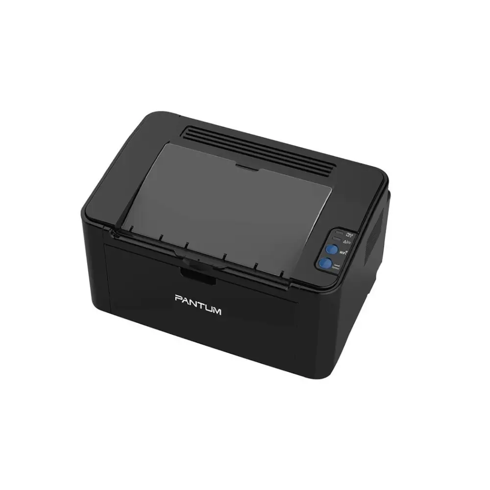 Pantum P2500 single function mono laser printer front view in black Pantum P2500 single function mono laser printer front view in black