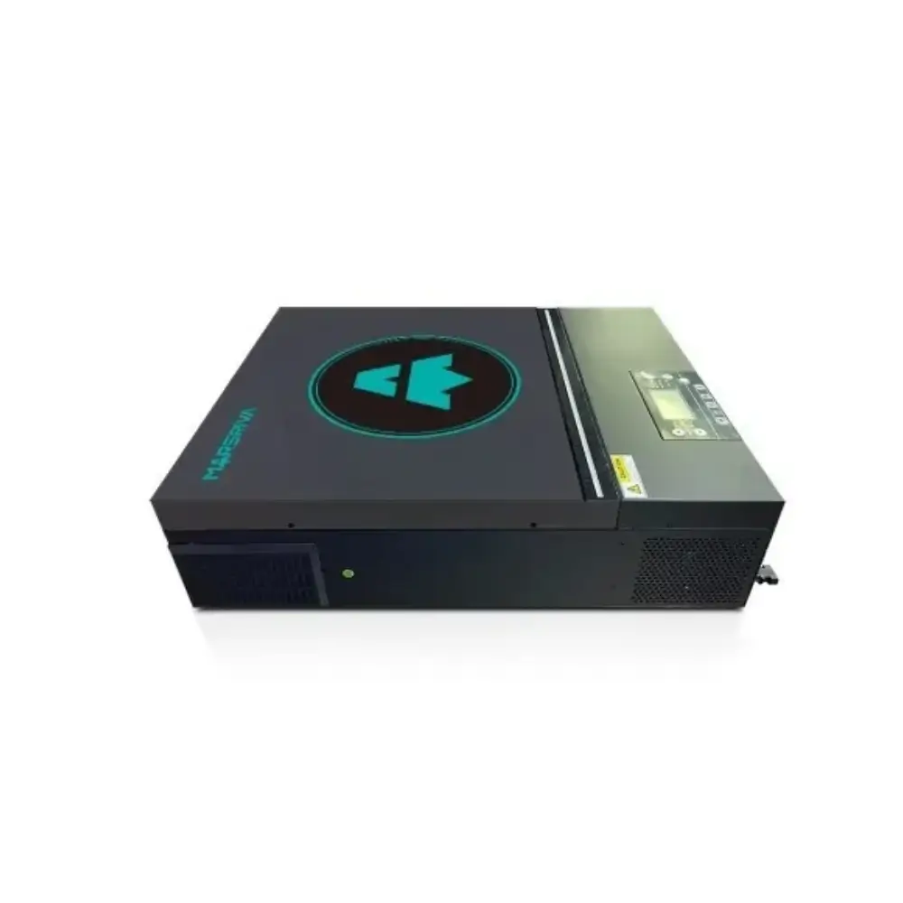 Marsriva 12kW hybrid inverter showing built-in Wi-Fi and RGB status lights