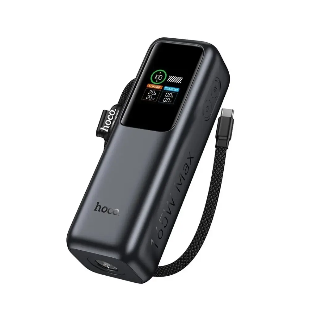 Close-up of Hoco Q57 Falcon USB-C and USB-A output ports