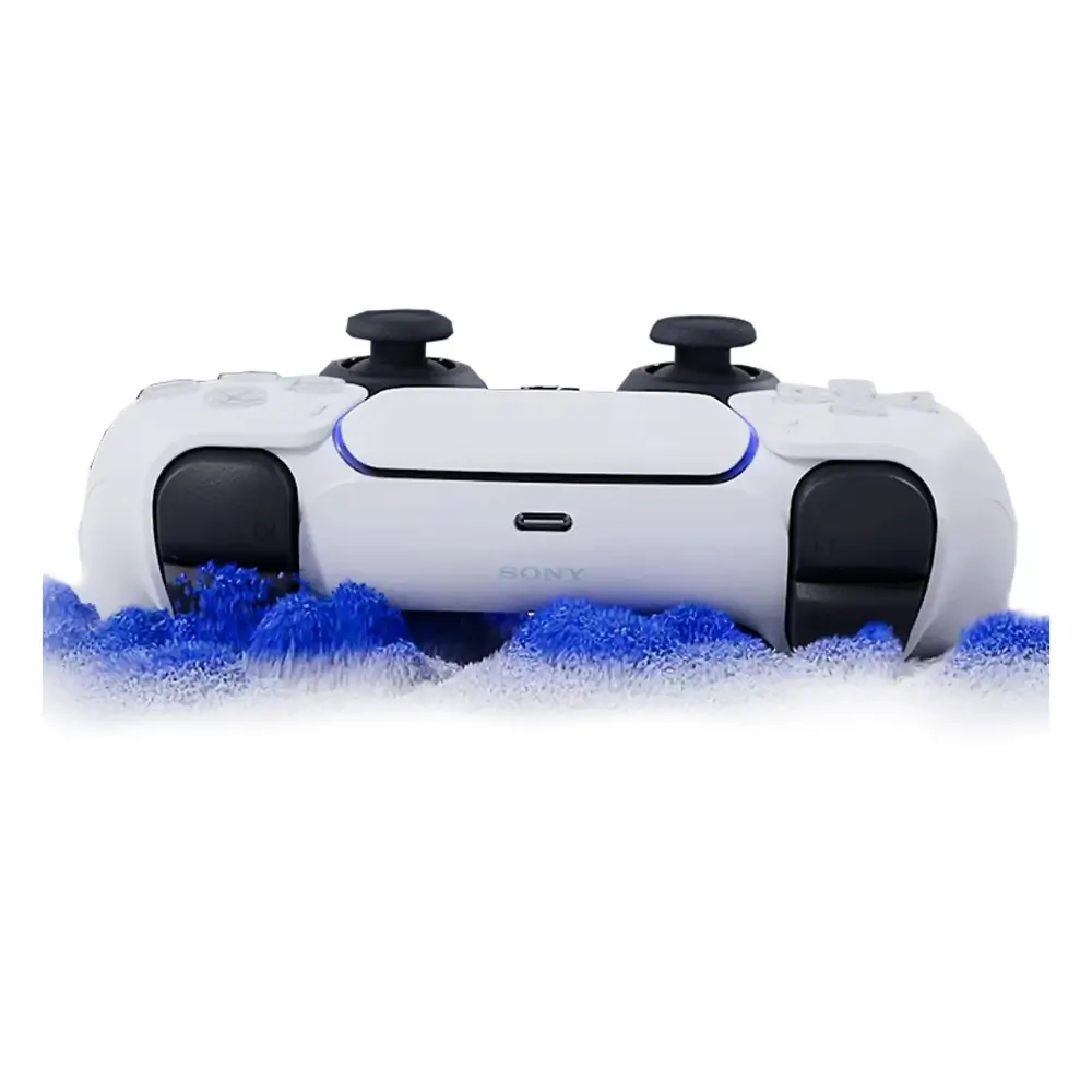 Top view of DualSense controller touchpad and face buttons Top view of DualSense controller touchpad and face buttons