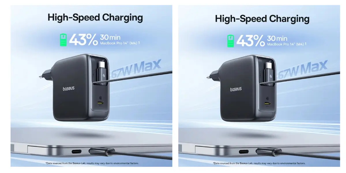 Baseus EnerCore CJ21 67W 3-in-1 USB-C GaN Fast Charger