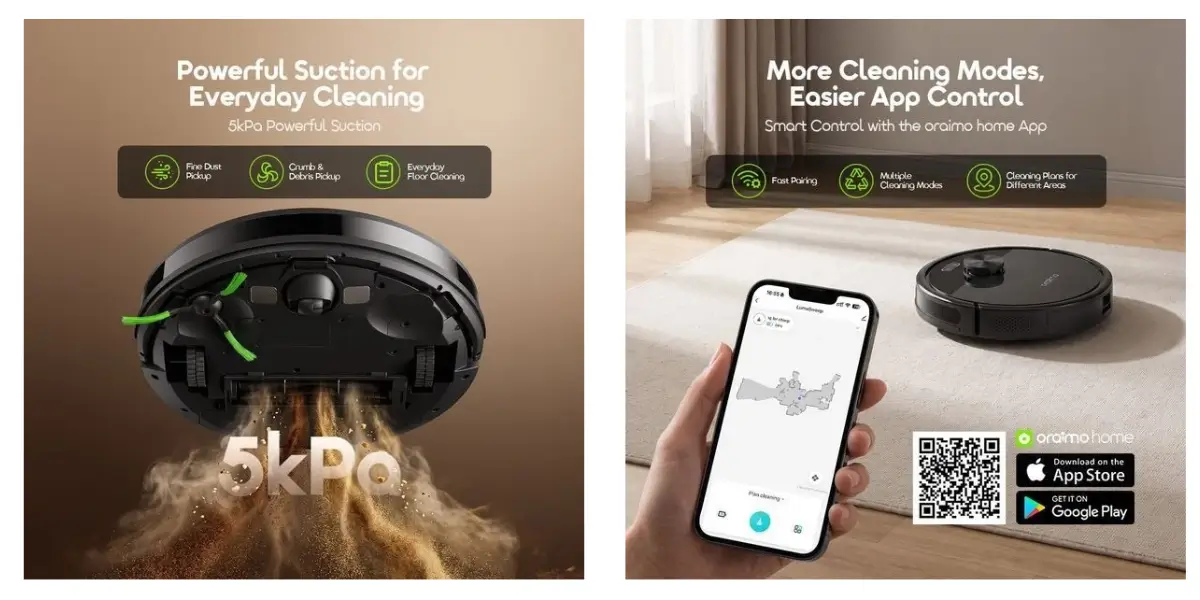 Oraimo ORV-501A Robot Vacuum Cleaner with 5000Pa Suction - image 2