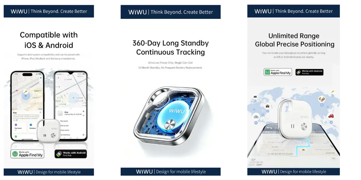 WiWU WT-08 Dual-Network Smart Tracker, Find My & Find Hub