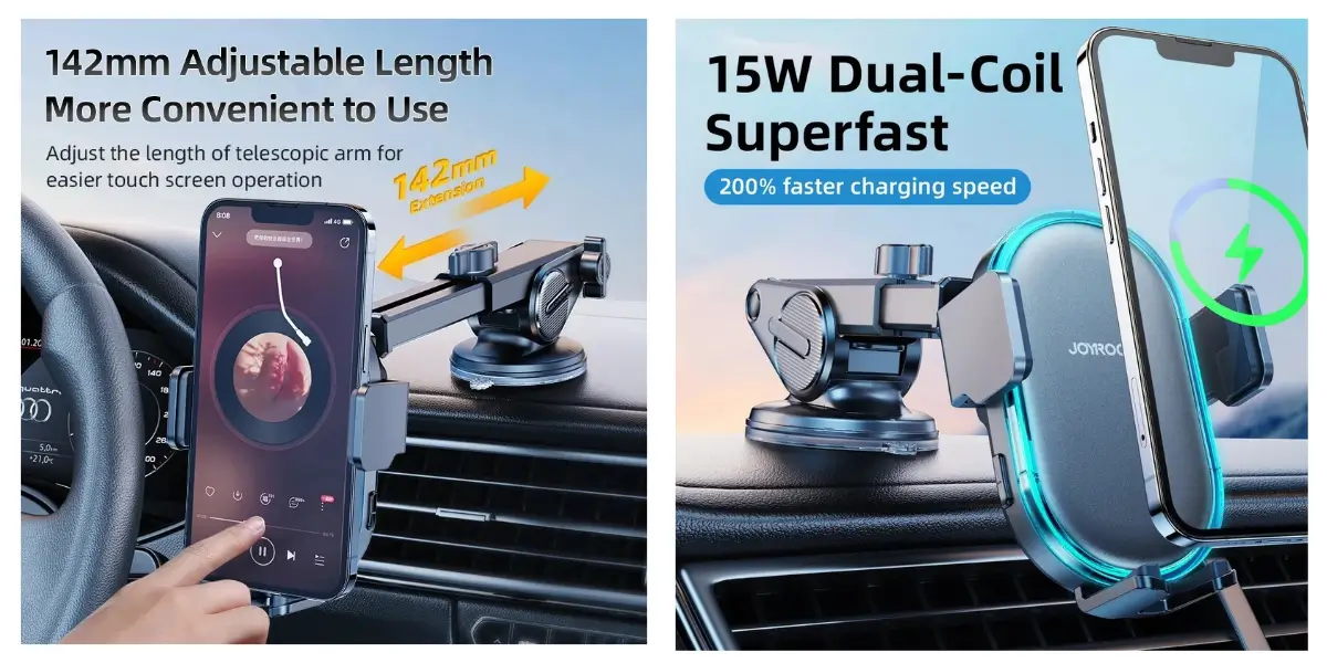 Joyroom JR-ZS299 Dual-Coil Wireless Car Charger Holder - image 2