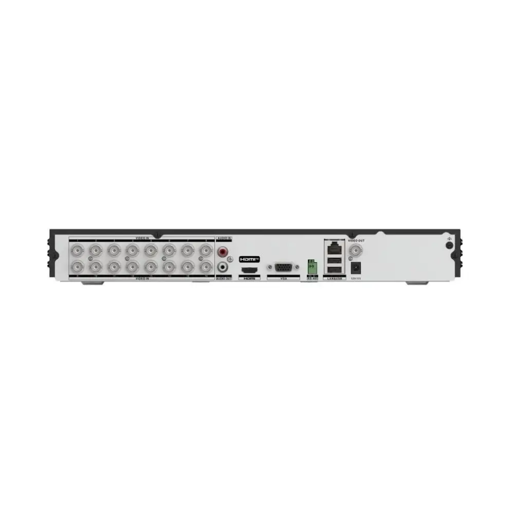 Rear panel of Hikvision DVR showing USB 3.0 and network ports