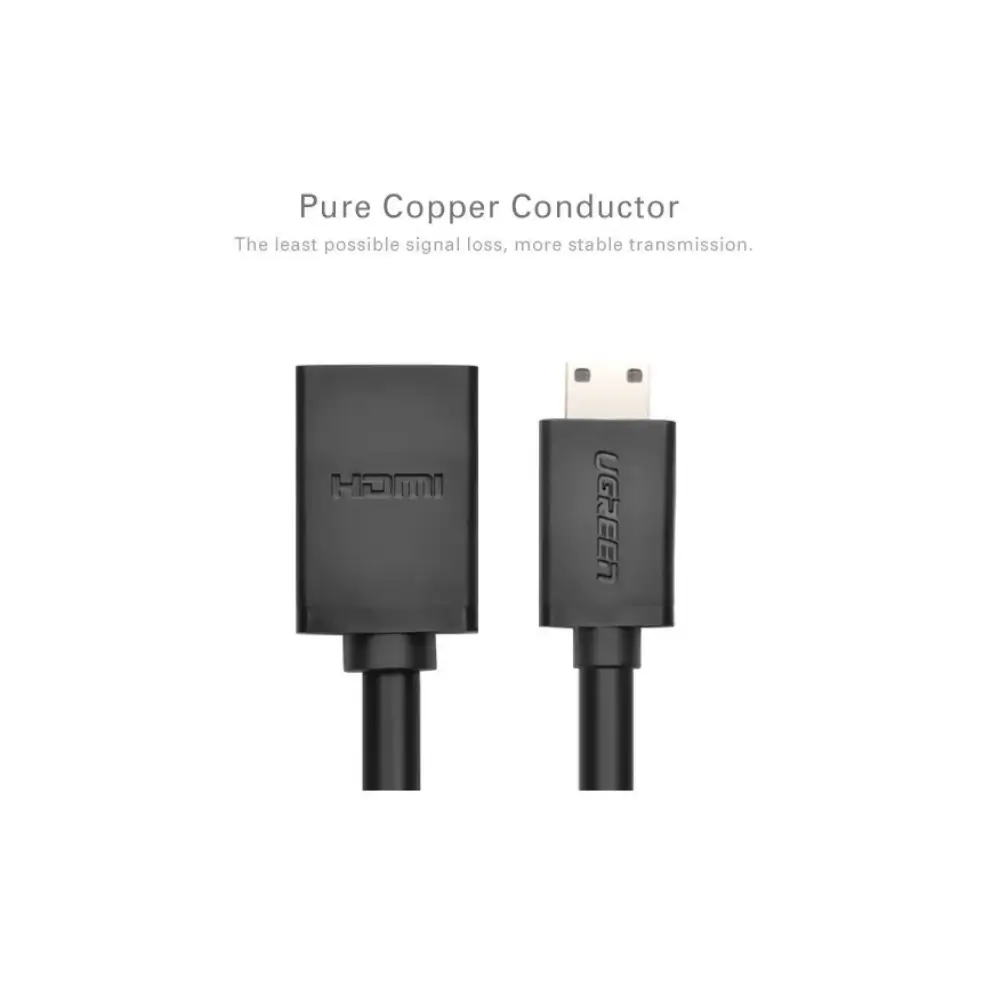UGREEN 20137 Mini HDMI to HDMI converter cable, front view UGREEN 20137 Mini HDMI to HDMI converter cable, front view