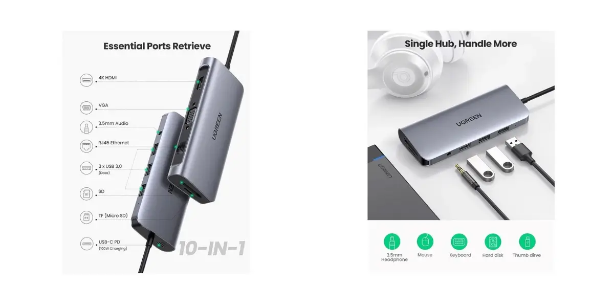 UGREEN CM179 10-in-1 USB-C Hub with 4K HDMI and 100W PD