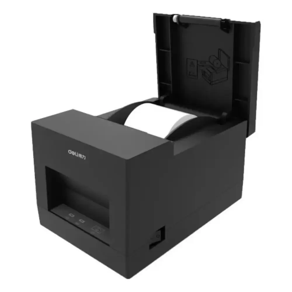 Deli E581PW printer showing Bluetooth and USB connectivity