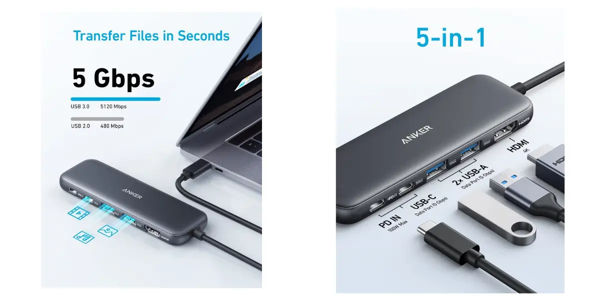 Anker 332 5-in-1 USB-C Hub with 4K HDMI Display Output