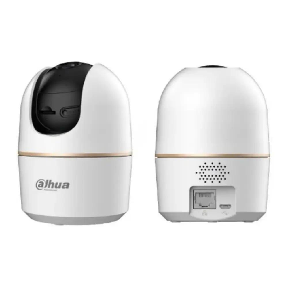 Close-up of Dahua DH-IPC-H3AS lens, dual light and built-in speaker Close-up of Dahua DH-IPC-H3AS lens, dual light and built-in speaker