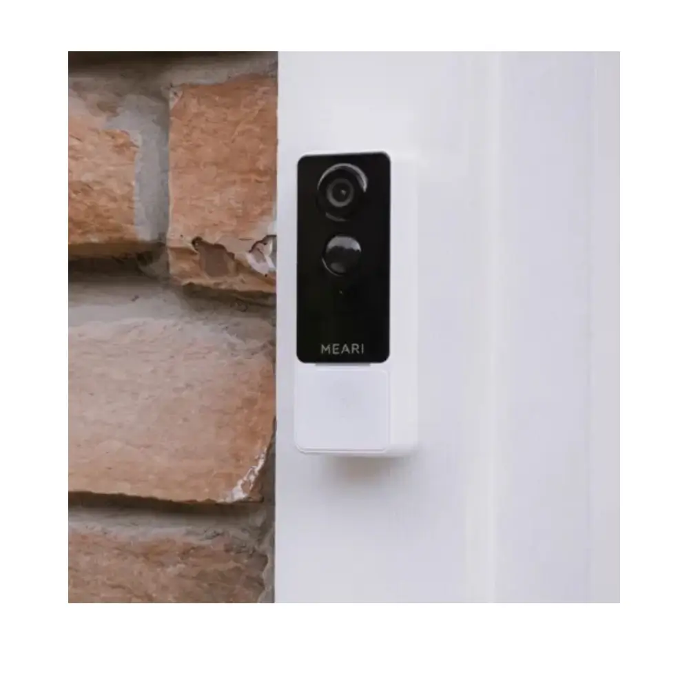Meari B1 video doorbell showing 2K clear video of a visitor at the door