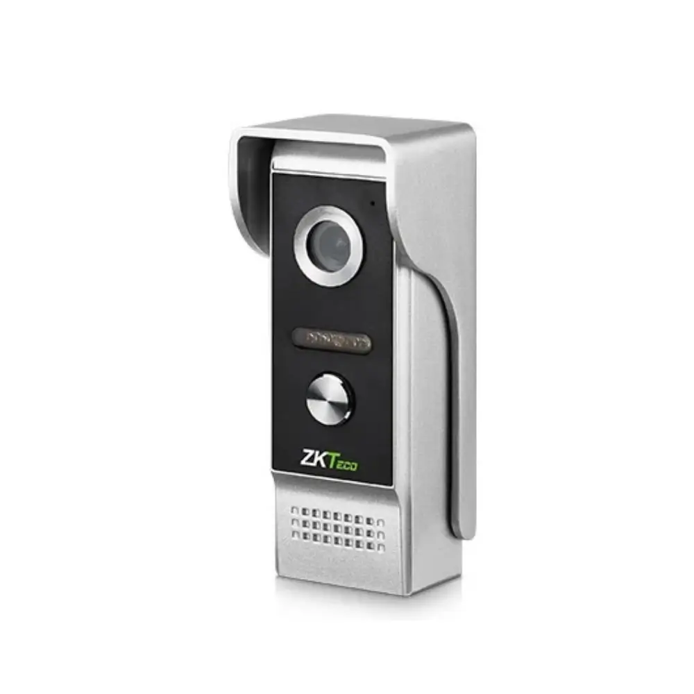 Close-up of the ZKTeco VK07-C51L outdoor station camera and fingerprint area