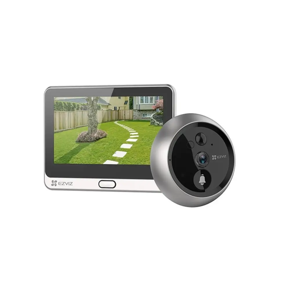 Video doorbell mounted beside a front door at night Video doorbell mounted beside a front door at night