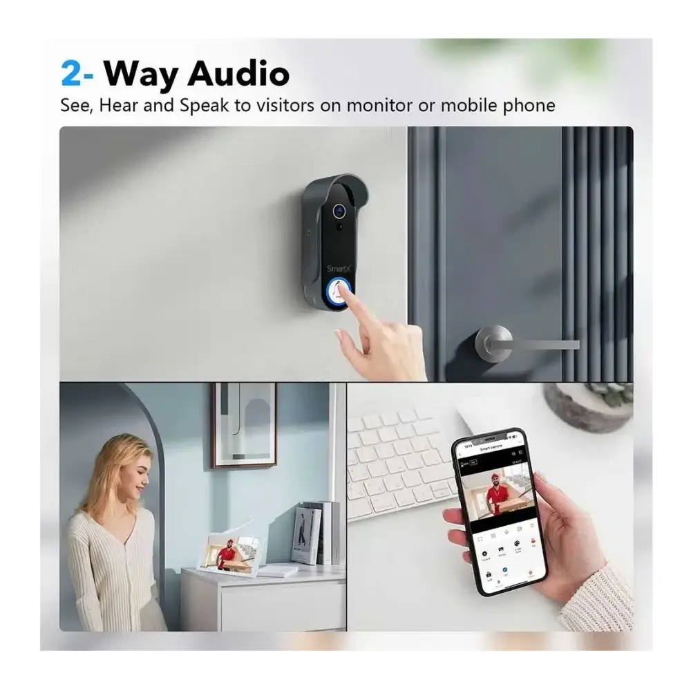 Close-up of the black outdoor camera unit of the TL-AH801-C3 doorbell
