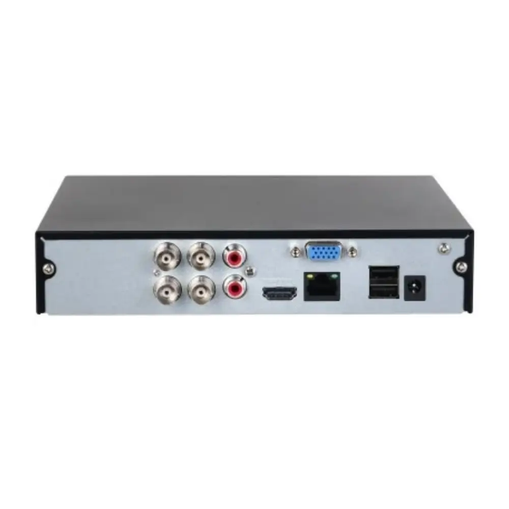 Close-up of Dahua XVR1B04-I/T BNC video inputs and ports