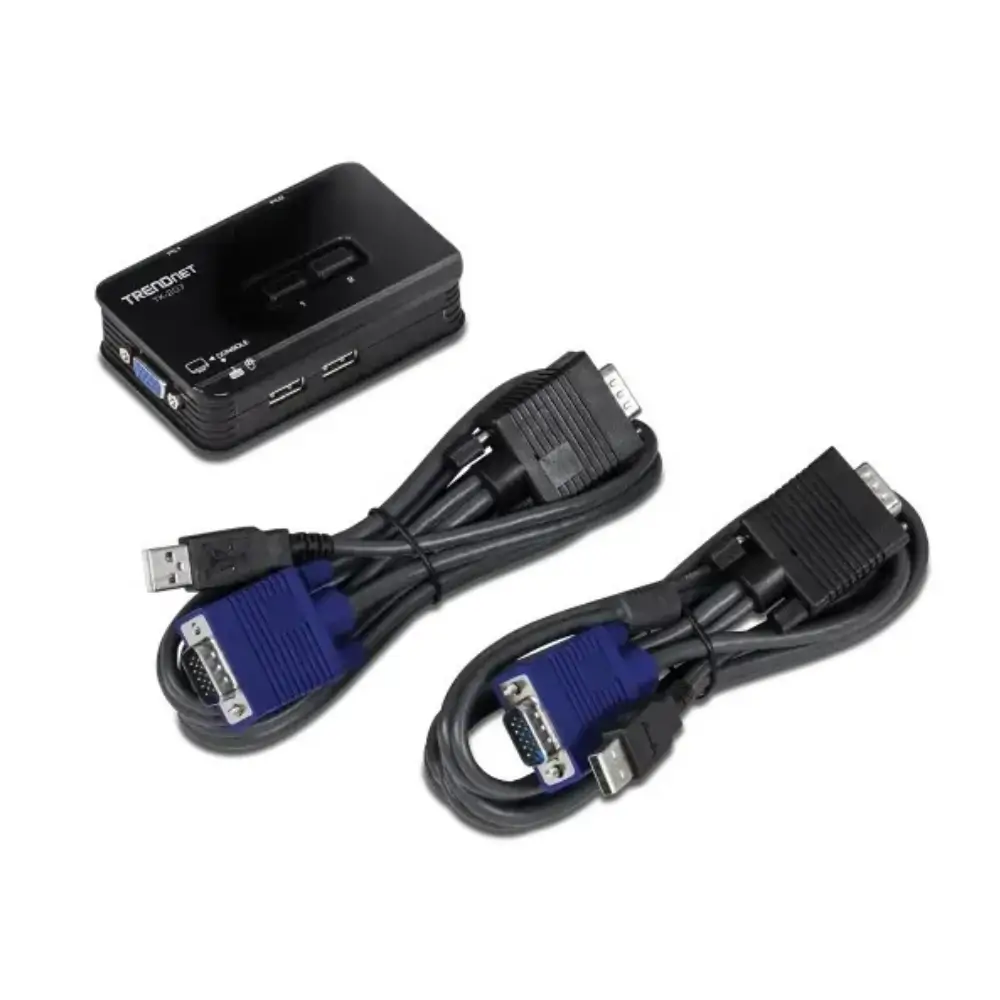 TK-207K KVM switch on a desk connecting two PCs to one monitor TK-207K KVM switch on a desk connecting two PCs to one monitor