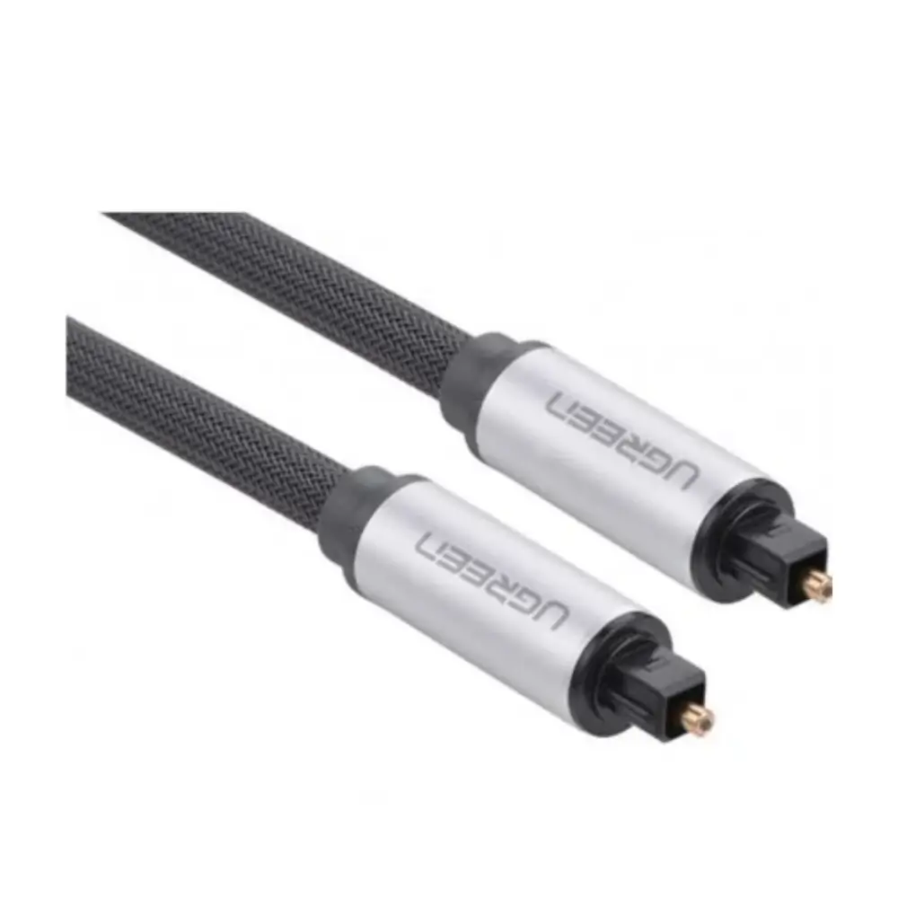 Close-up of UGREEN Toslink connector with molded head and strain-relief boot