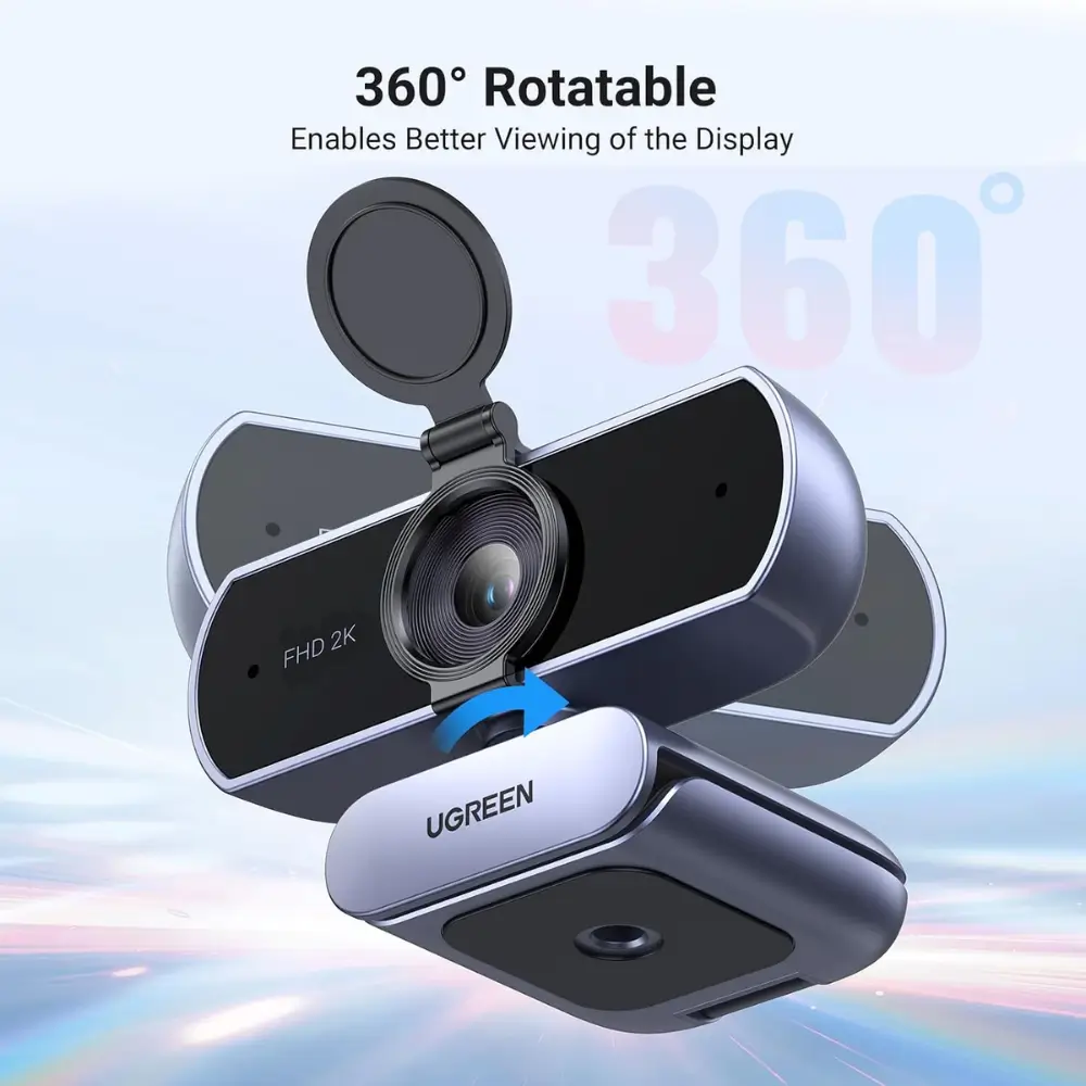 UGREEN 4MP webcam showing sharp 2K video on a monitor