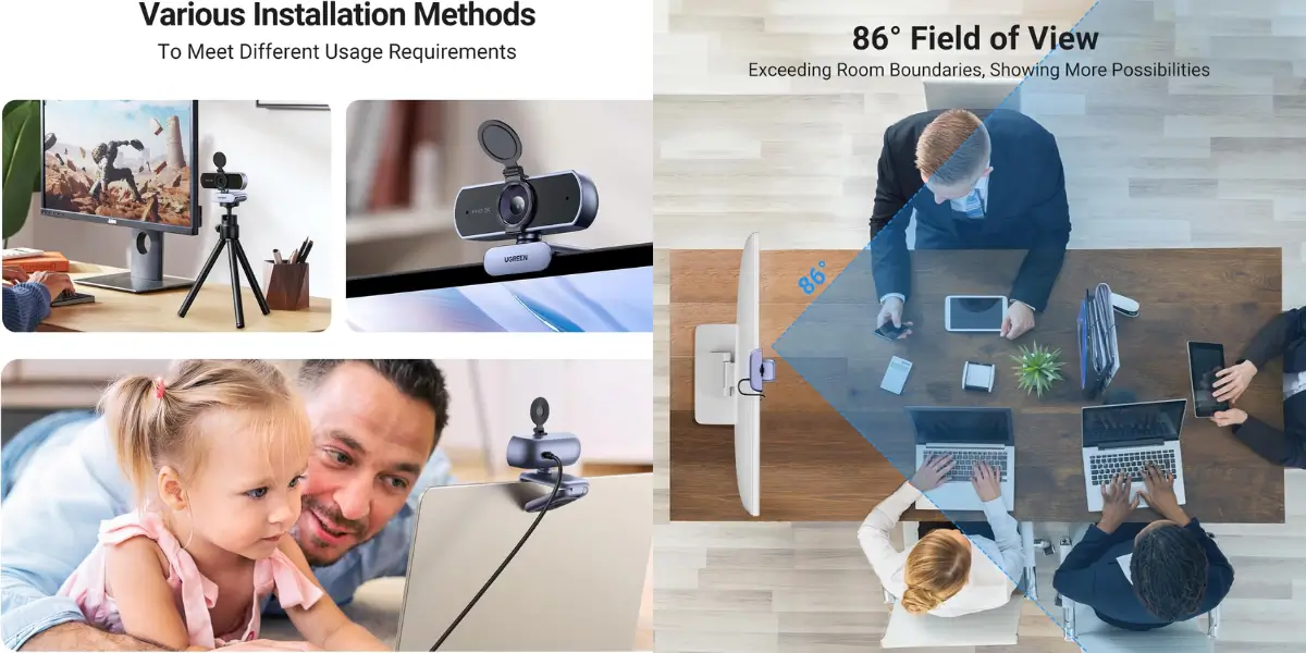 UGREEN 2K Webcam with Autofocus, Dual Mics and Privacy Cover (60 characters, balanced)