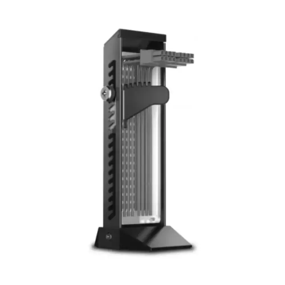Deepcool GH-01 graphics card holder with 9 A-RGB LEDs lit up Deepcool GH-01 graphics card holder with 9 A-RGB LEDs lit up