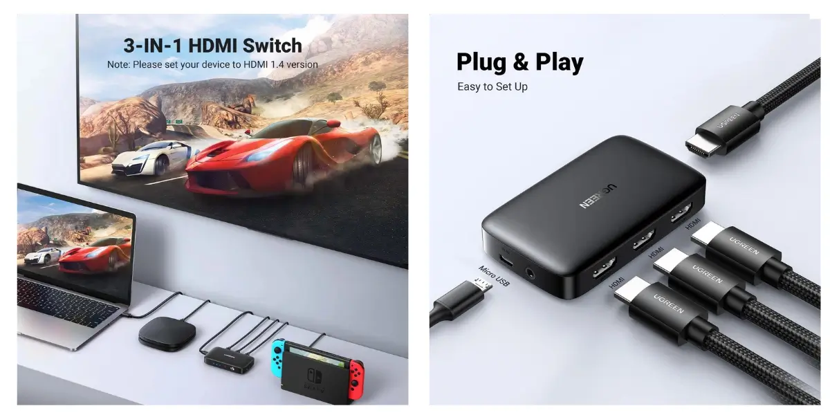 UGREEN 80125 3 In 1 Out HDMI Switch with Remote Control - image 2