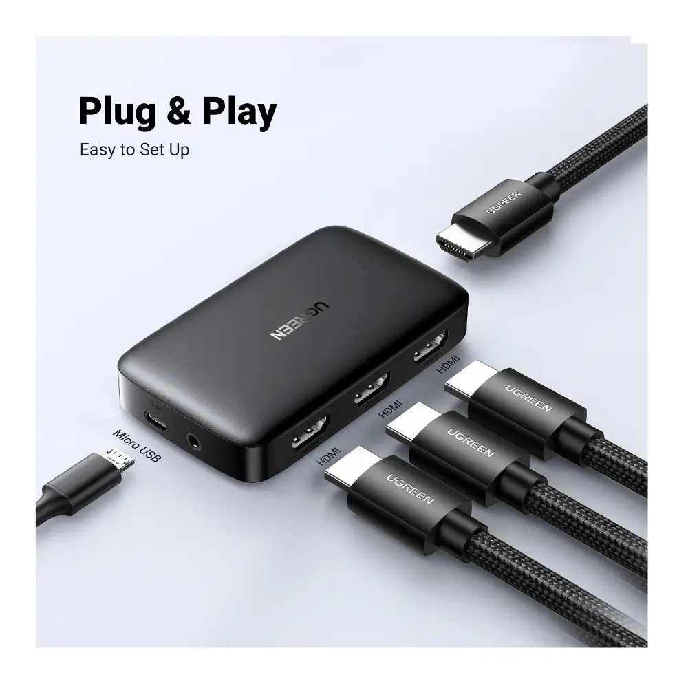 Gaming setup using a UGREEN HDMI switch for PS5 and Nintendo Switch