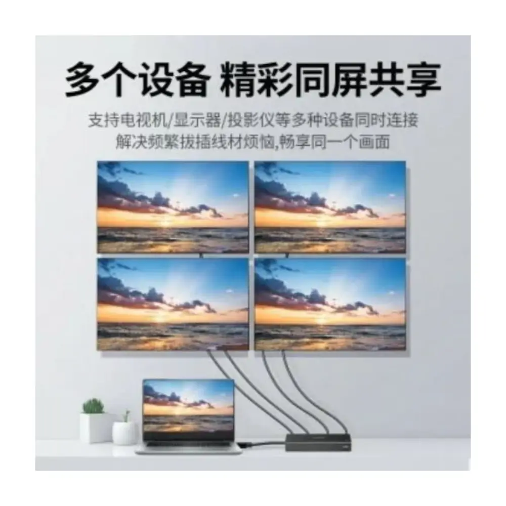 UGREEN HDMI splitter sending one 4K signal to four screens