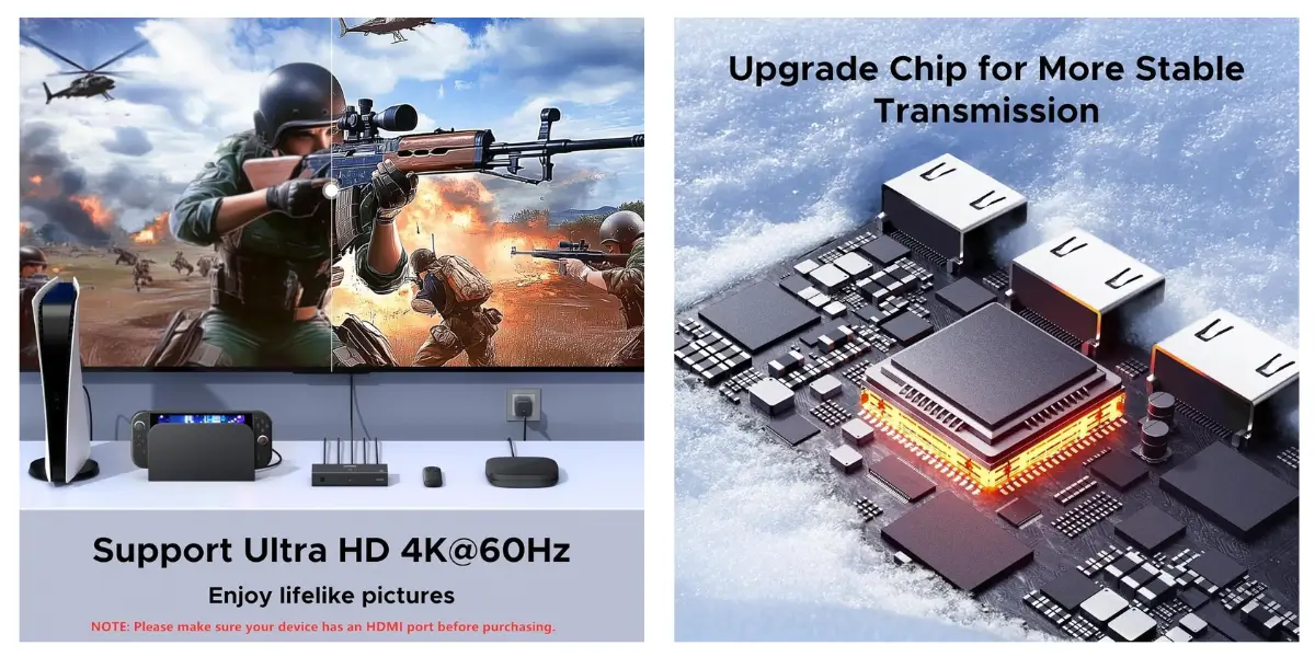 UGREEN CM598 3-Port 4K 60Hz HDMI Switcher with Remote - image 2