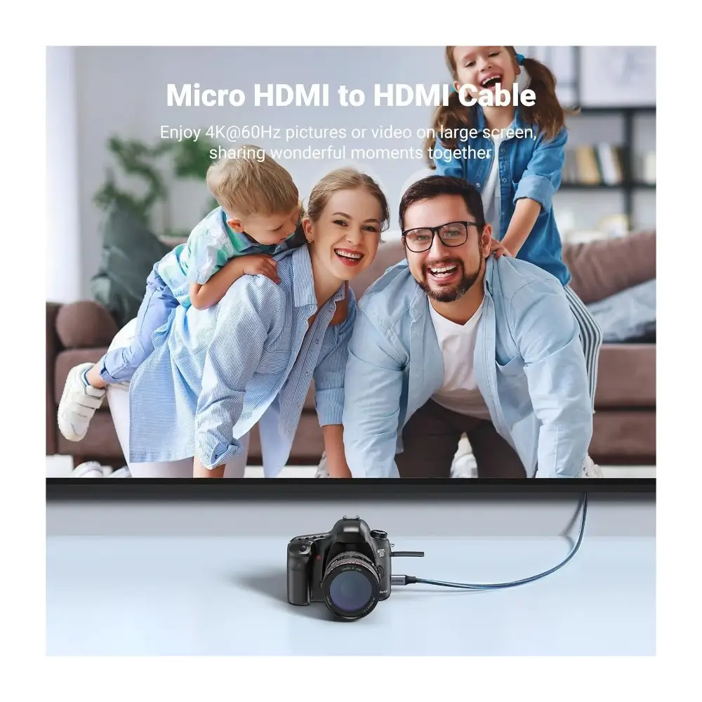 Micro HDMI cable connecting a portable monitor to a gaming console Micro HDMI cable connecting a portable monitor to a gaming console