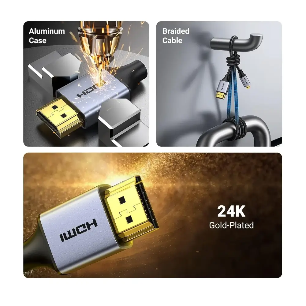 Close-up of gold-plated Micro HDMI and HDMI connectors with aluminium shell Close-up of gold-plated Micro HDMI and HDMI connectors with aluminium shell