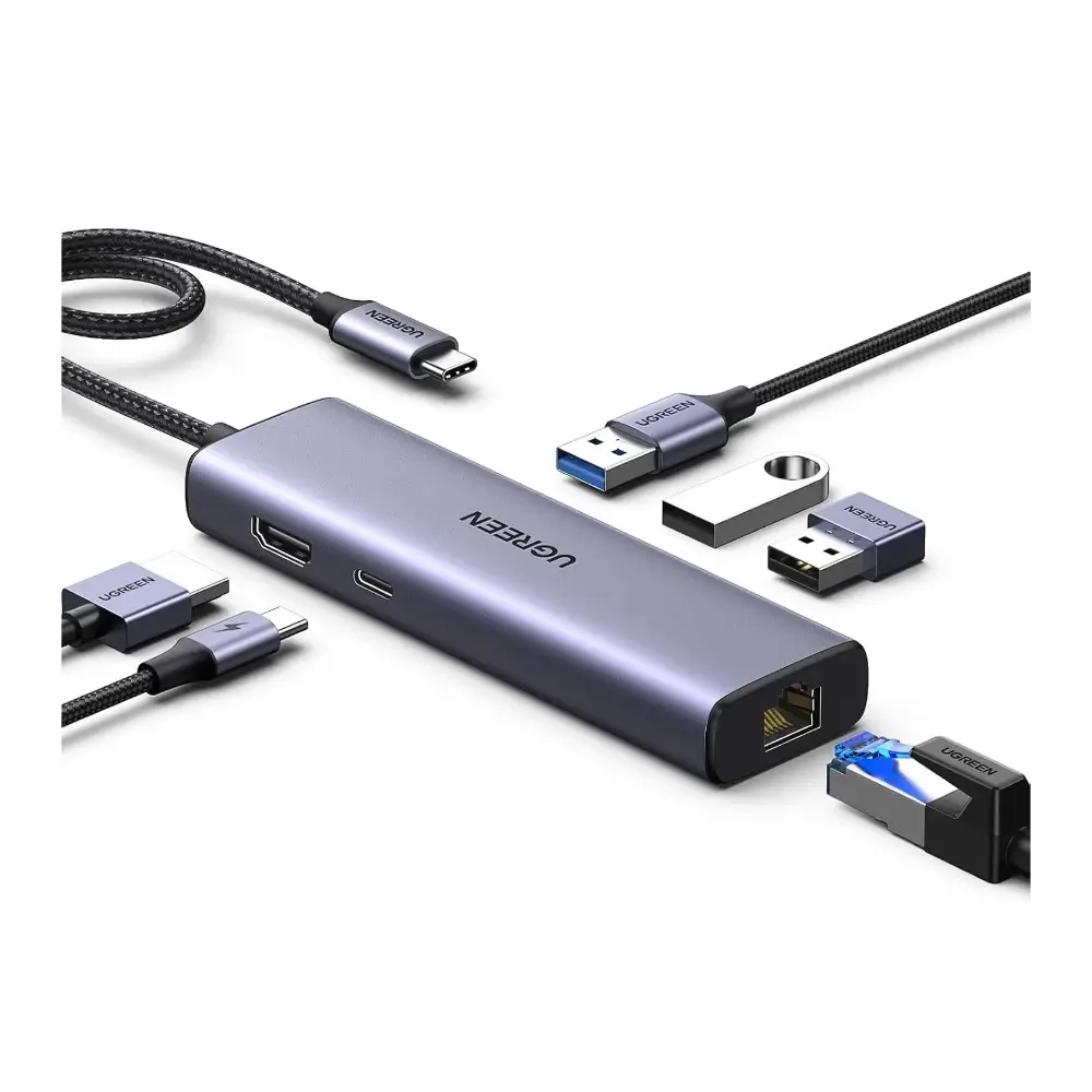UGREEN USB C docking station showing HDMI, Ethernet and USB ports UGREEN USB C docking station showing HDMI, Ethernet and USB ports