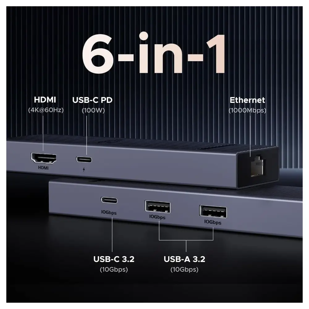 UGREEN CM828 docking station HDMI, USB 3.0 and Ethernet ports