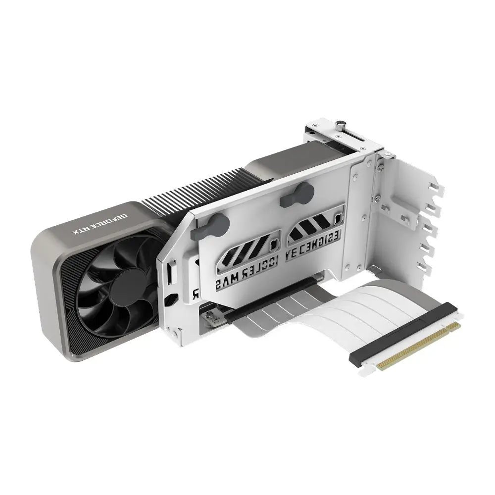 Cooler Master white vertical graphics card holder kit V3 with PCIe 4.0 riser cable