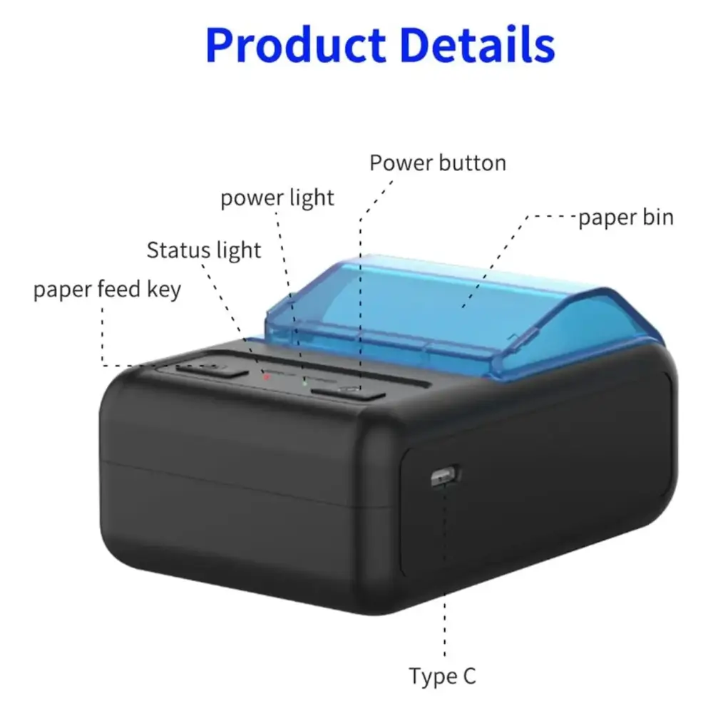 Milestone MHT P11 black Bluetooth thermal receipt printer front view Milestone MHT P11 black Bluetooth thermal receipt printer front view