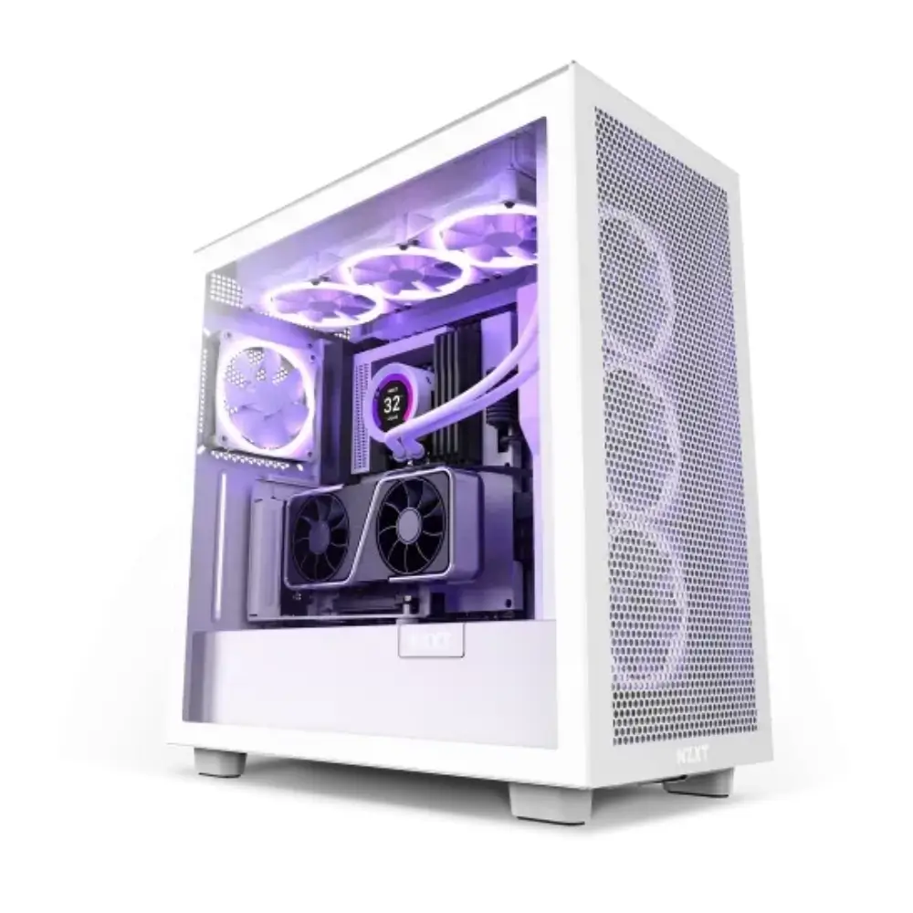 NZXT H-series case showing the 7 PCIe slots needed for vertical mounting