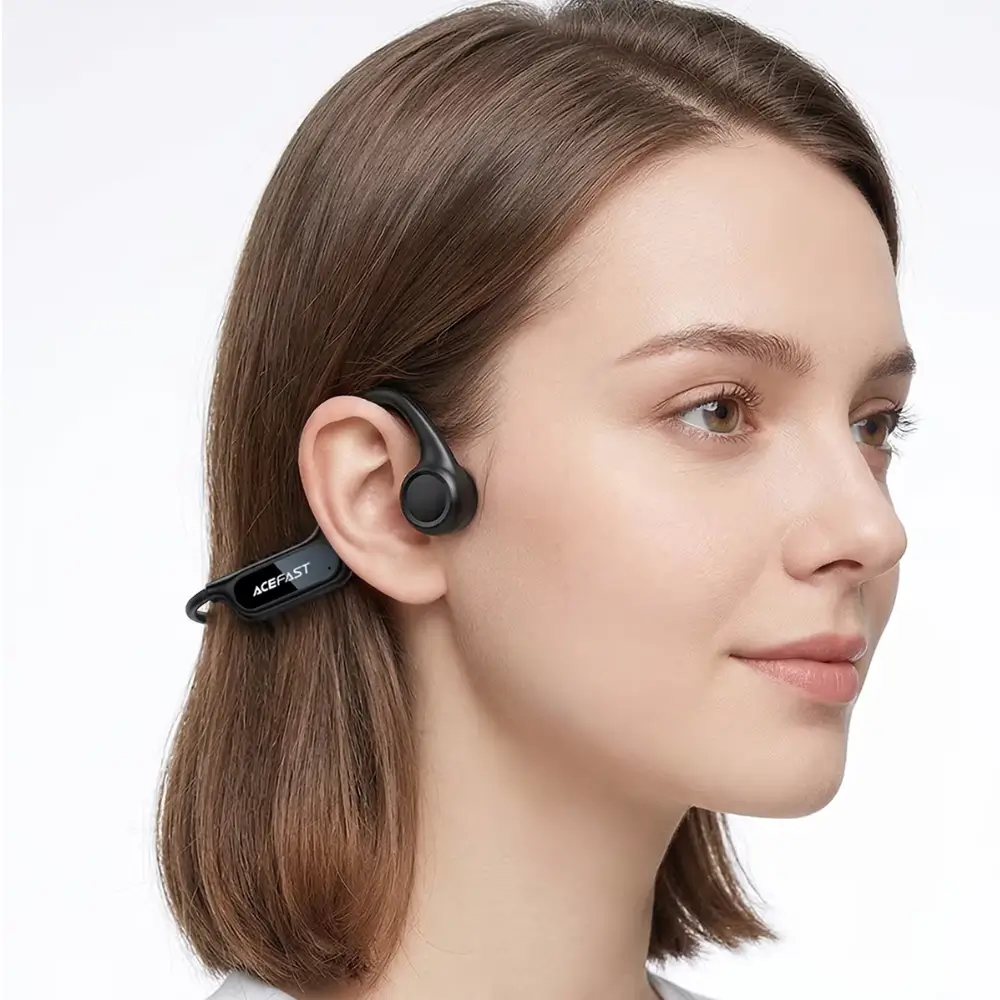 ACEFAST N10 wireless earphones paired with a smartphone for music and calls