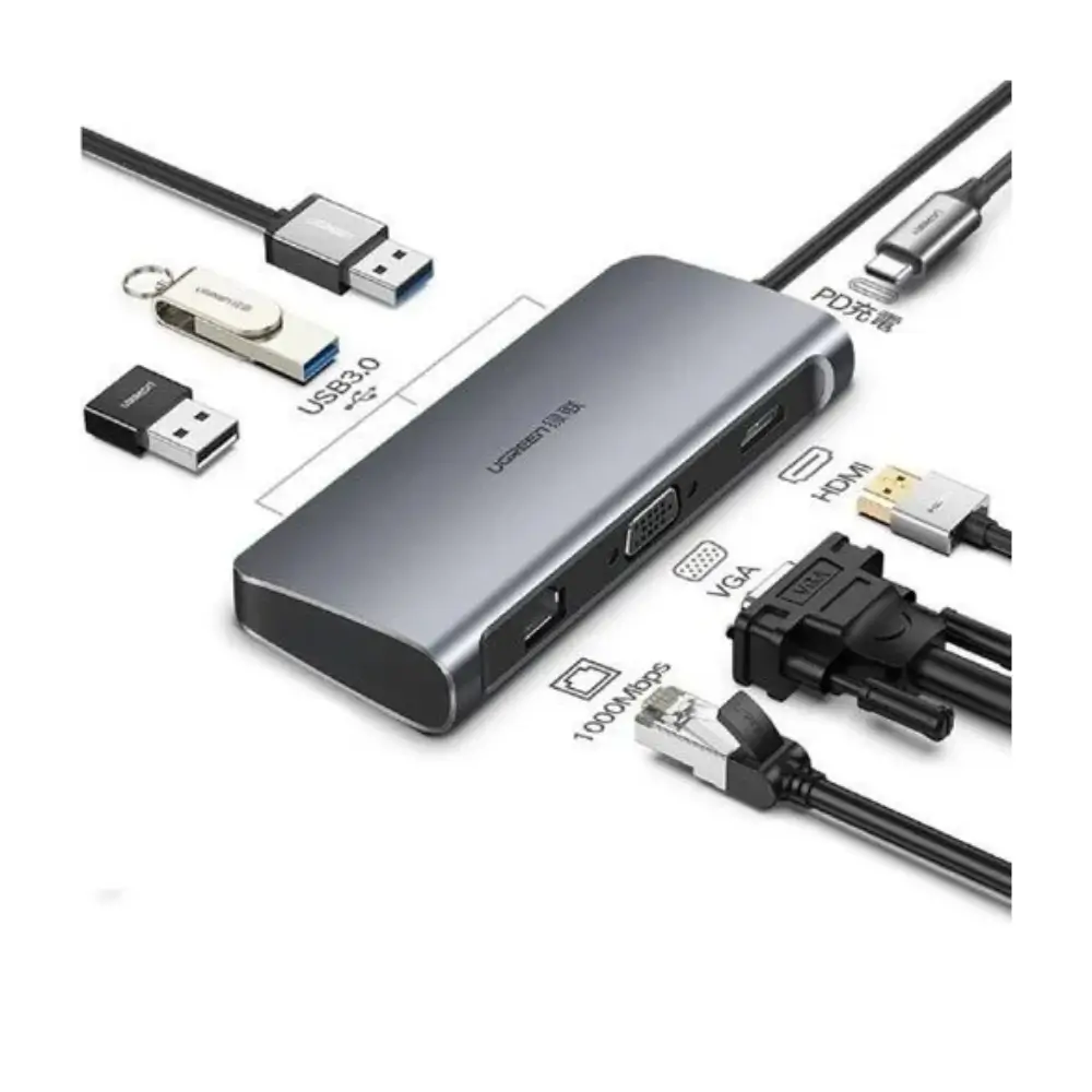UGREEN 60557 USB C Hub HDMI Vga Lan Ports