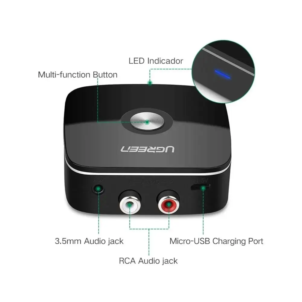 UGREEN 40759 Receiver 3 5mm Audio Jack Closeup UGREEN 40759 Receiver 3 5mm Audio Jack Closeup