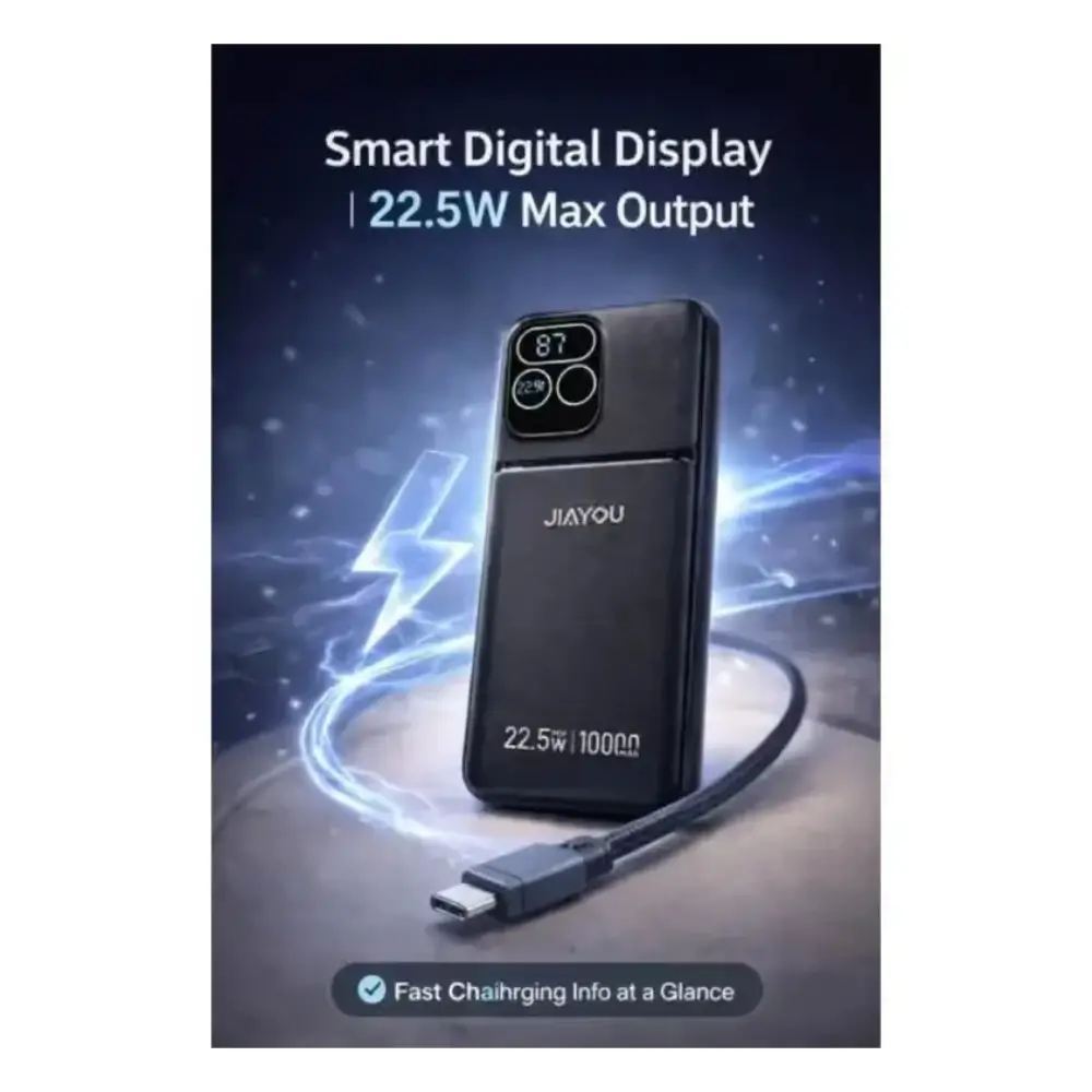 JIAYOU Thunder 7 Power Bank Dual USB a Ports Attached Cables