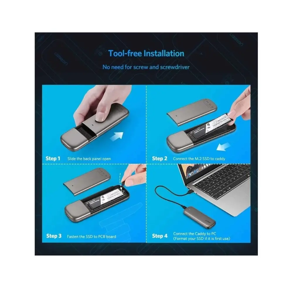 UGREEN CM238 Aluminum Alloy SSD Enclosure Detail UGREEN CM238 Aluminum Alloy SSD Enclosure Detail