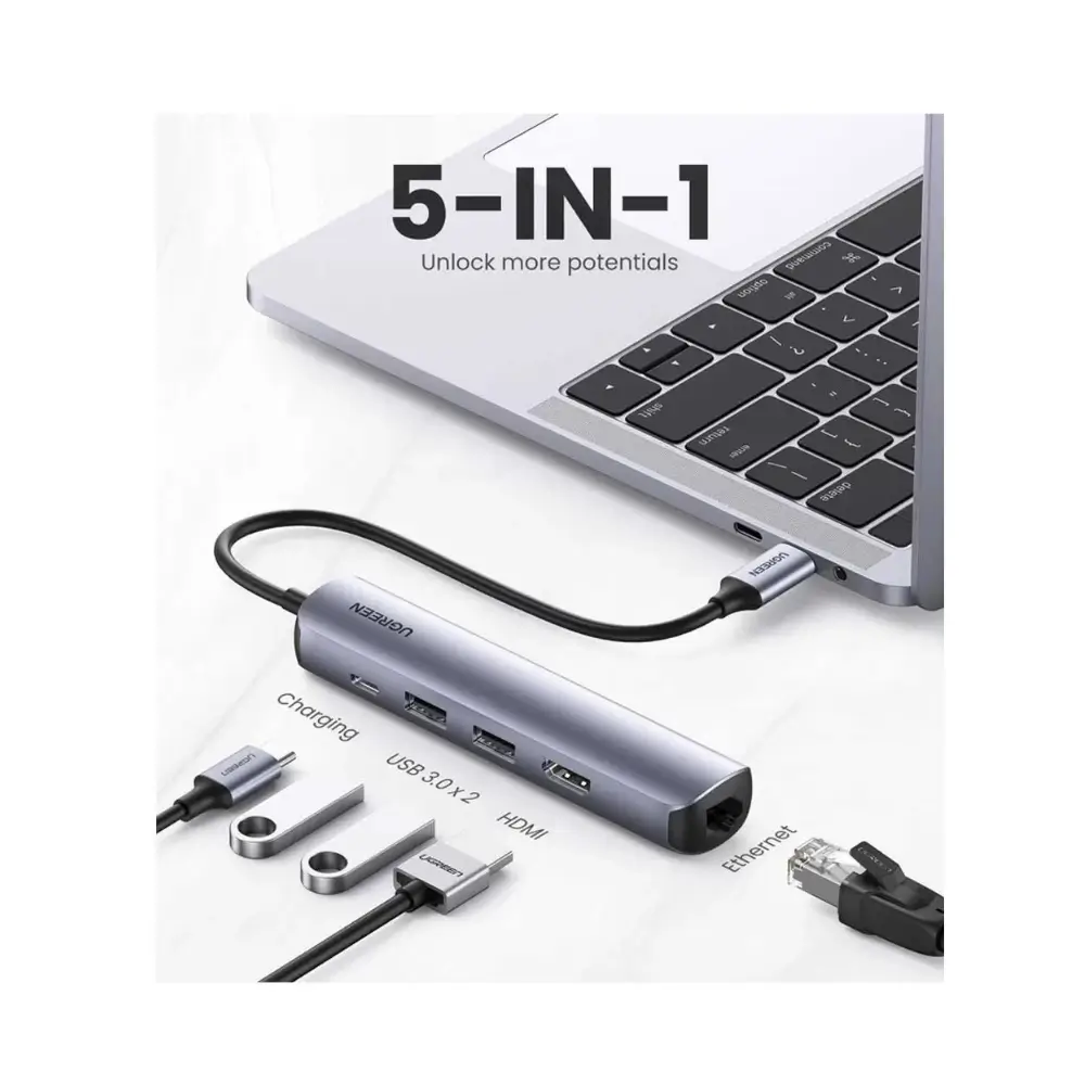 UGREEN CM418 USB C Hub Laptop Desk Setup Lifestyle UGREEN CM418 USB C Hub Laptop Desk Setup Lifestyle