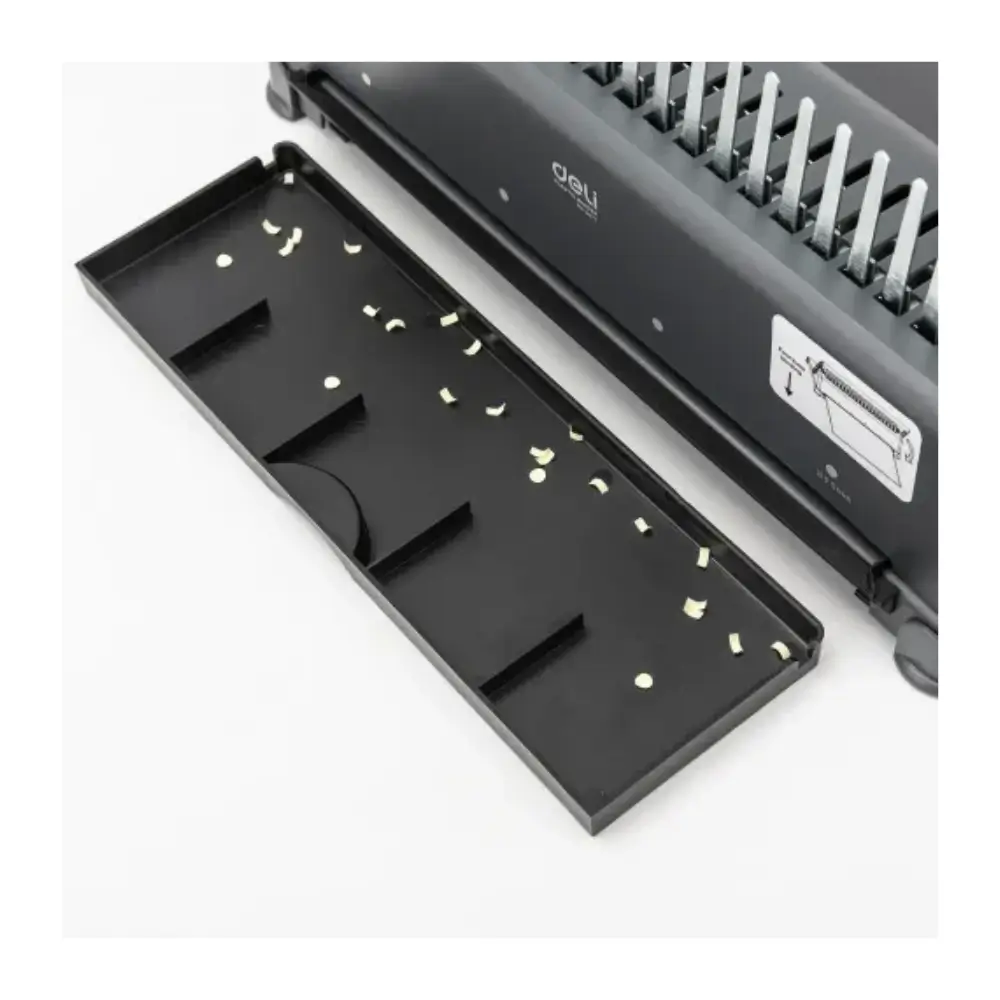 Deli E3871 Comb Binding Machine Desktop Size Comparison