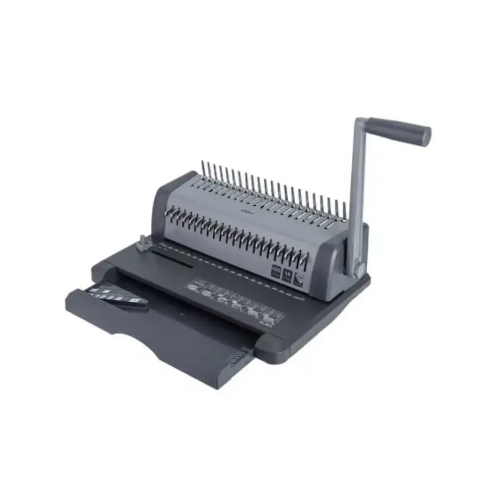 Deli E3873 Comb Binding Machine Desktop Size Comparison